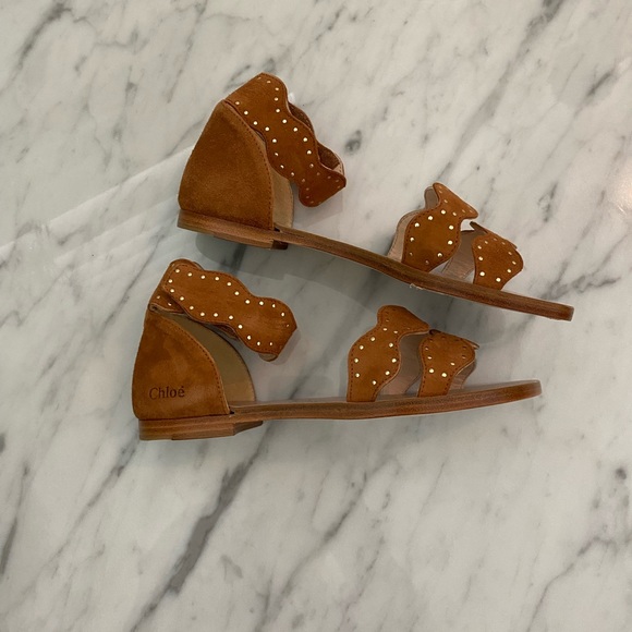 Chloe NIB Girls EU 33 Suede Studded Sandals - Picture 4 of 9